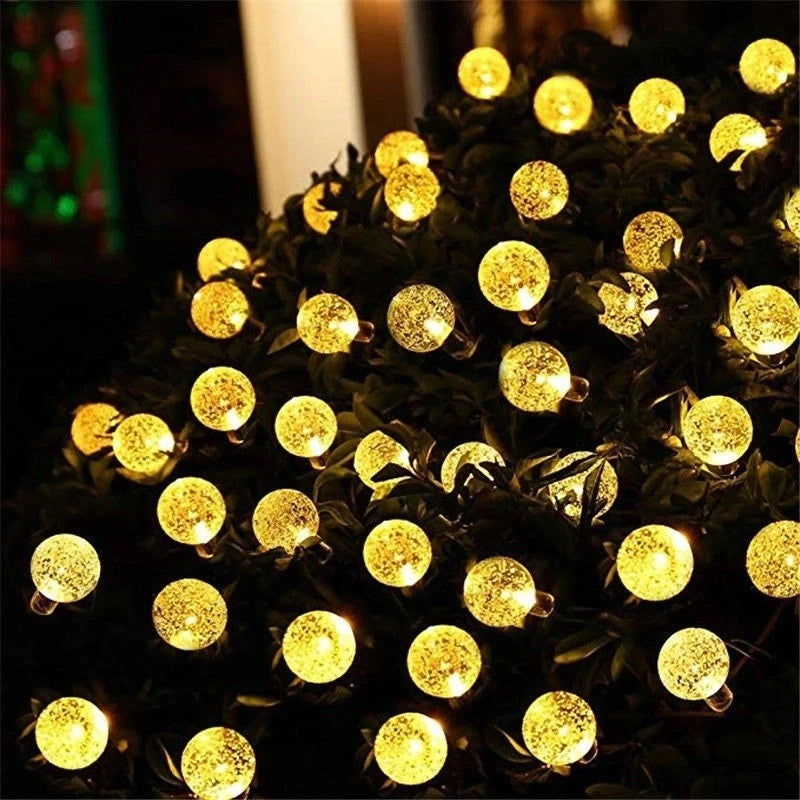 Karácsonyi installáció, kristálygömb típusú, 30 LED, 6,5 méter, napenergia, fényérzékelő