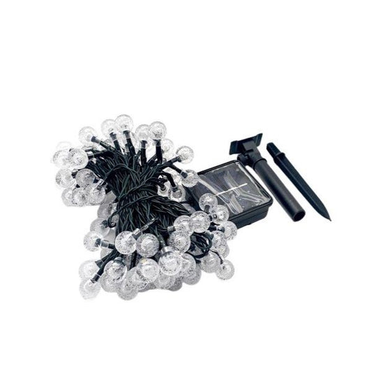 Instalatie Craciun, Tip Globuri de cristal, 50 Led-uri, 9.5 metri, Multicolor, Energie solara, Senzor de lumina, Vivimall - vivimall.ro