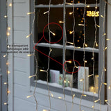 Instalatie Craciun, Tip Perdea, 1 m x 1 m, 60 LED-uri, Alb Cald, Controler, 8 jocuri de lumini, Interconectabila, Fir transparent, Interior/ Exterior, Vivimall - vivimall.ro