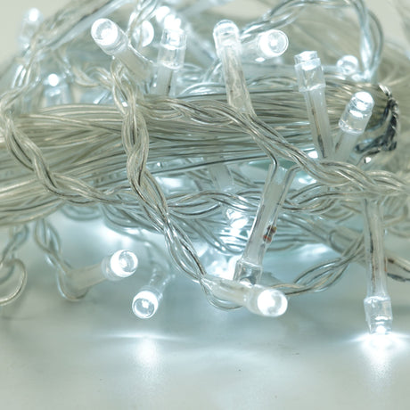 Instalatie Craciun, Tip Perdea, 1 m x 1 m, 60 LED-uri, Alb Rece, Controler, 8 jocuri de lumini, Interconectabila, Fir transparent, Interior/ Exterior, Vivimall - vivimall.ro