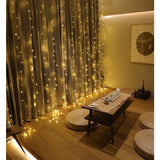 Instalatie Craciun, Tip Perdea, IP44, 4 m x 2 m, 480 LED-uri, Alb cald, 8 jocuri de lumini, 31V, IP44, Ghirlanda luminoasa, Interconectabila, Prelungitor 3 m inclus, Fir transparent, Interior/ Exterior, Vivimall - vivimall.ro