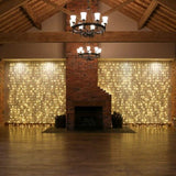 Instalatie Craciun, Tip Perdea, IP44, 6 m x 3 m, 480 LED-uri, Alb Cald, cu 8 jocuri de lumini, 31 V, 9W, Interconectabila, Prelungitor 3 m inclus, Fir transparent, Interior/ Exterior, Vivimall - vivimall.ro