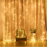 Instalatie Craciun, Tip Perdea, IP44, 8 m x 2 m, 960 LED-uri, Alb cald, cu flash, Transformator cu telecomanda, Interconectabila, Prelungitor 5 m inclus, Fir transparent, Interior/ Exterior, Vivimall - vivimall.ro