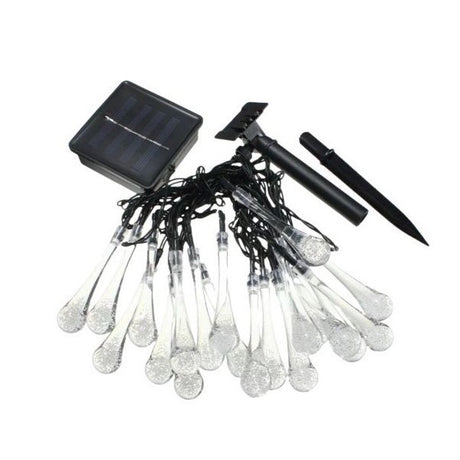 Instalatie Craciun, Tip Picaturi, 20 Led-uri, 5 metri, Multicolor, Energie solara, Senzor de lumina, Vivimall - vivimall.ro