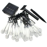 Instalatie Craciun, Tip Picaturi, 30 Led-uri, 6.5 metri, Alb rece, Energie solara, Senzor de lumina, Vivimall - vivimall.ro