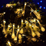 Instalatie Craciun, Tip Picaturi, 50 Led-uri, 9.5 metri, Alb cald, Energie solara, Senzor de lumina, Vivimall - vivimall.ro