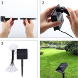 Instalatie Craciun, Tip Picaturi, 50 Led-uri, 9.5 metri, Alb cald, Energie solara, Senzor de lumina, Vivimall - vivimall.ro