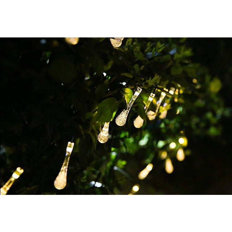 Karácsonyi installáció, vízcsepp alakú, 20 LED, 5 méter, napenergia, fényérzékelő