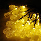 Karácsonyi installáció, vízcsepp alakú, 20 LED, 5 méter, napenergia, fényérzékelő
