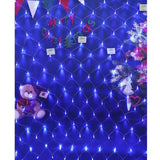 Instalatie Craciun, Tip Plasa, IP 44, 16 x 1 m, 640 LED-uri, Albastru, 8 jocuri de lumini, Transformator fara telecomanda, Interconectabila, Prelungitor 5 m inclus, Fir transparent, Vivimall - vivimall.ro
