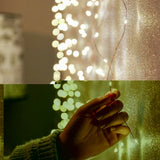 Instalatie Craciun Tip Turturi, IP44, 30 m, 858 Led-uri, Alb cald, 8 jocuri de lumini, 31 V, Telecomanda inclusa, Interconectabila, Prelungitor 3 m inclus, Fir Cupru, Vivimall, Interior/Exterior - vivimall.ro