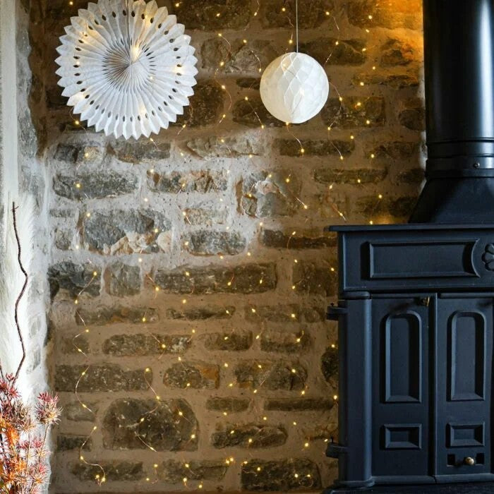 Instalatie Craciun Tip Turturi, IP44, 35 m, 1001 Led-uri, Alb cald, 8 jocuri de lumini, 31 V, Telecomanda inclusa, Interconectabila, Prelungitor 5 m inclus, Fir Cupru, Vivimall, Interior/Exterior - vivimall.ro