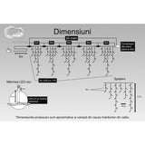 Instalatie Craciun Turturi, IP44, 25 m, 228 Led-uri ,Perdea Franjurata, Alb cald, 8 jocuri de lumini, Transformator 31 V, Putere 9 W, Interconectabila, Interior/Exterior, Prelungitor 5 m inclus, Fir Alb, Vivimall - vivimall.ro