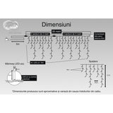 Instalatie Craciun Turturi, Ip44, 26 M, 764 Led-Uri,Perdea Franjurata, Alb Rece, 8 Jocuri De Lumini, Transformator 31 V, Putere 9 W, Interconectabila, Interior/Exterior, Prelungitor 5 M Inclus, Fir