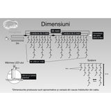 Karácsonyi Turturi installáció, Ip44, 39 M, 1133 LED, Rojtos függöny, Hideg fehér, 8 fényeffektus, 31 V-os transzformátor, 9 W teljesítmény, Összekapcsolható, Beltéri/Kültéri, 3 M hosszabbító kábel mellékelve, Vezeték