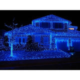 Instalatie Craciun Turturi, IP44, 5 m, 143 Led-uri ,Perdea Franjurata, Albastru, 8 jocuri de lumini, Transformator 31 V, Putere 9 W, Interconectabila, Interior/Exterior, Prelungitor 5 m inclus, Fir Transparent, Vivimall - vivimall.ro