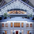 Instalatie Craciun Turturi, IP44, 5 m, 143 Led-uri ,Perdea Franjurata, Alb rece, 8 jocuri de lumini, Transformator 31 V, Putere 9 W, Interconectabila, Interior/Exterior, Prelungitor 3 m inclus, Fir Alb, Vivimall - vivimall.ro