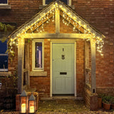 Instalatie Craciun Yoto, Tip Franjuri/Turturi, 7 m, 200 LED-uri, Prelungitor 1.5 m, 8 Jocuri de Lumini, Interconectabila, Conectare la Retea, Fir transparent, Interior/Exterior, Alb Cald - vivimall.ro