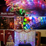 Instalație perdea Crăciun Yoto montată la fereastră, mod iluminare activ multicolor