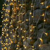 Instalatie Craciun Yoto, Tip Perdea, 3 m x 3 m, 320 LED-uri, Prelungitor 1.5 m, 8 Jocuri de Lumini, Interconectabila, Fir transparent, Interior/Exterior, Alb Cald - vivimall.ro