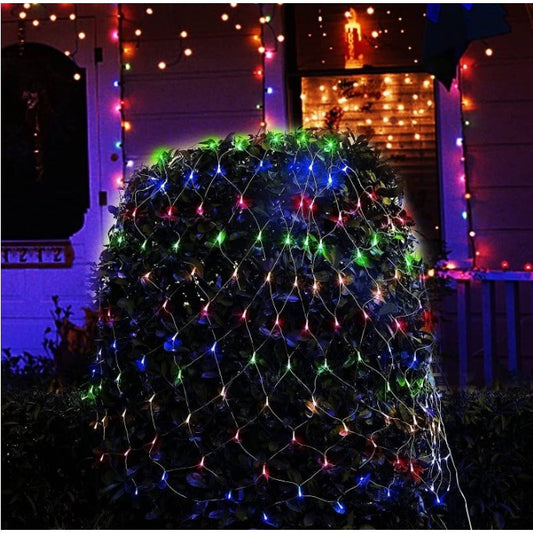 Instalatie Craciun Yoto, Tip Plasa, 1.2 m x 1.2 m, 80 LED-uri, Prelungitor 1.5 m, 8 Jocuri de Lumini, Interconectabila, Fir transparent, Interior/Exterior, Multicolor - vivimall.ro