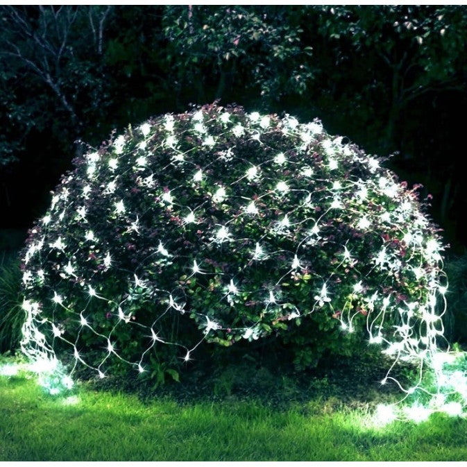 Yoto karácsonyi installáció, hálós kialakítás, 120 LED, 1,5 m-es hosszabbító kábel, 8 fényeffektus, összekapcsolható, vezeték, beltéri/kültéri, hideg fehér