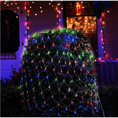 Instalatie Craciun Yoto, Tip Plasa, 3 m x 3 m, 320 LED-uri, Prelungitor 1.5 m, 8 Jocuri de Lumini, Interconectabila, Fir transparent, Interior/Exterior, Multicolor - vivimall.ro