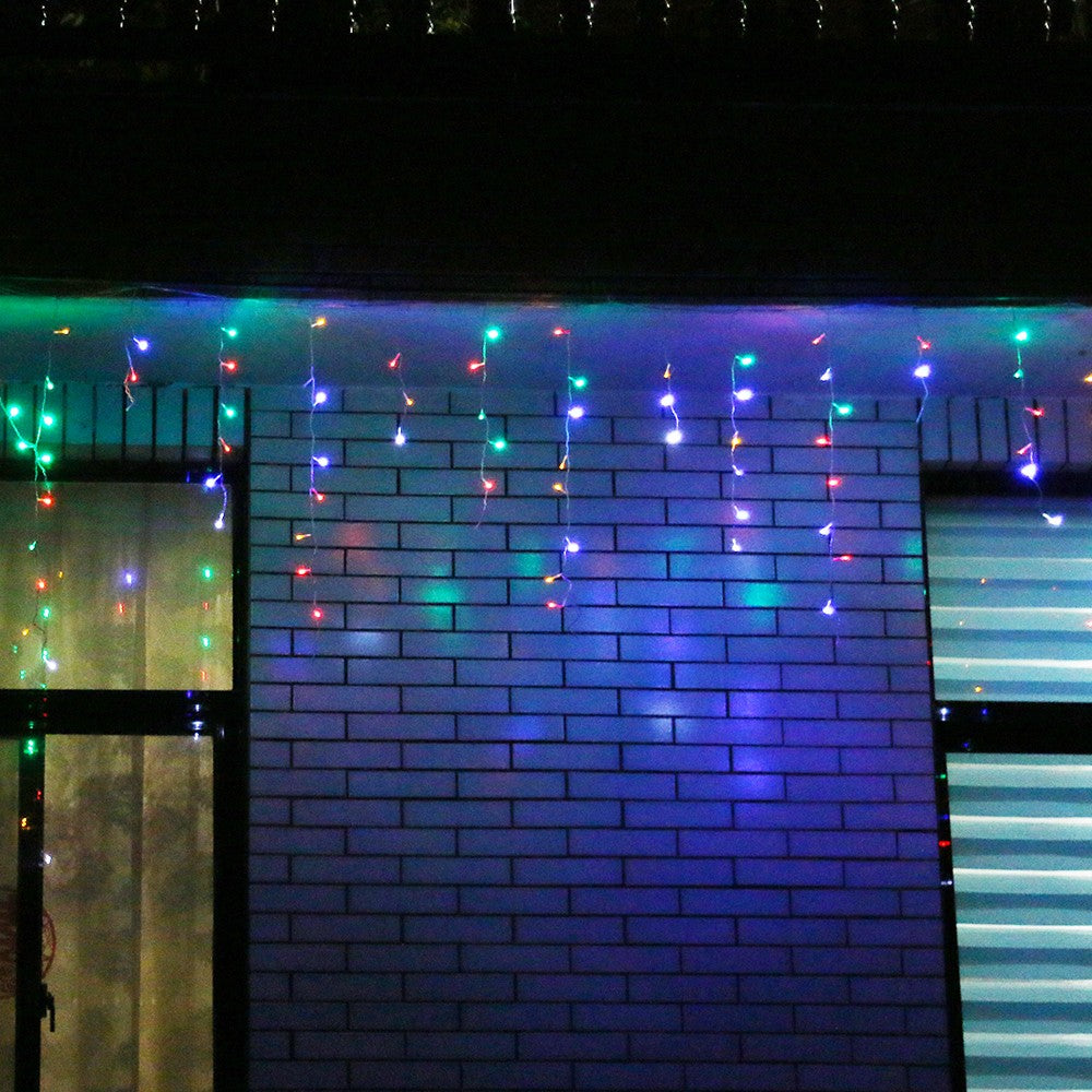 Instalatie de Craciun, Basic Flippy®, Tip Turturi / Franjuri cu Flash, 4 m, 132 LED-uri, Interconectabila, Multicolor - vivimall.ro