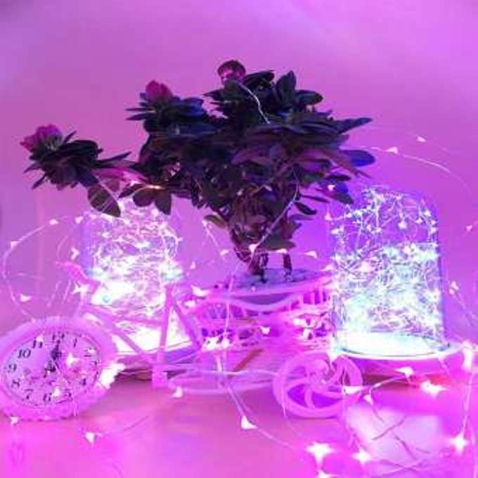 Instalatie de Craciun cu Baterii Fir Cupru Tip Sir 5 m 50 LED -uri Roz - vivimall.ro