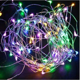 Karácsonyi elemes lineáris fényfüzér, 2 db világító szett, 10 m rézhuzal, 100 LED 
