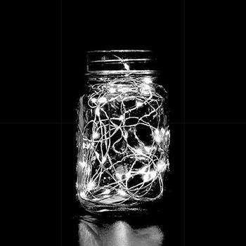 Karácsonyi elemes lineáris fényfüzér, 2 fényfüzér, 5 m rézhuzal, 50 LED, menő