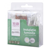 Karácsonyi elemes lineáris fényfüzér, 2 égő, 1 m vezeték, 10 LED, hideg fehér