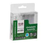 Instalatie de Craciun cu Baterii Tip Liniar, 2 jocuri de lumini, Fir transparent 1 m 10 LED -uri, Albastru - vivimall.ro