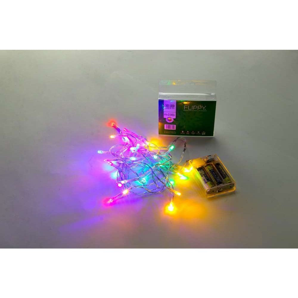 Karácsonyi elemes lineáris típus, 2 fényeffektus, 3 m vezeték, 30 LED, többszínű