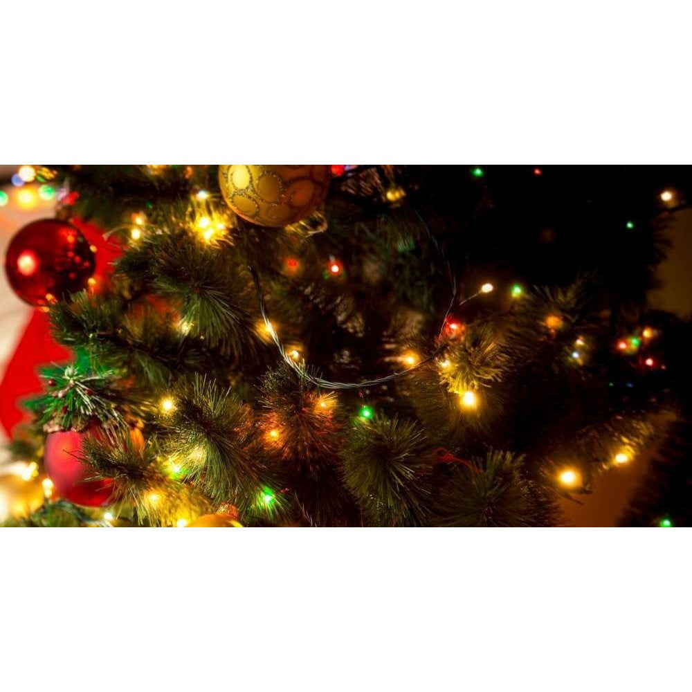 Karácsonyi elemes lineáris fény, 2 világító szett, zöld vezeték, 10 m, 100 LED 