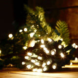 Instalatie De Craciun Cu Baterii Tip Liniar, 2 Jocuri De Lumini, Fir 5 M 50 Led -Uri, Alb Cald