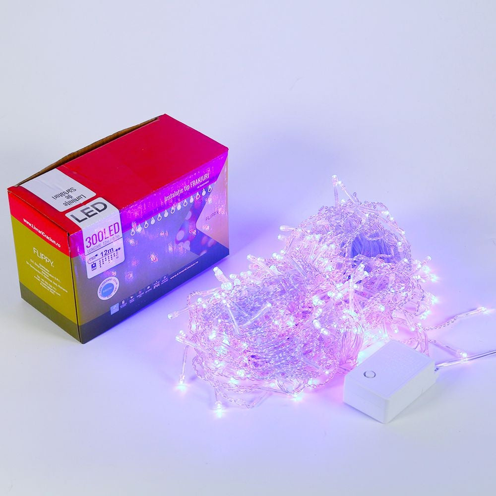 Karácsonyi rojtkirakó, 12 m, 300 LED, összekapcsolható 