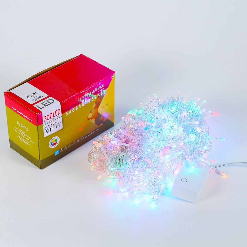 Karácsonyi rojtkirakó, 12 m, 300 LED, összekapcsolható 
