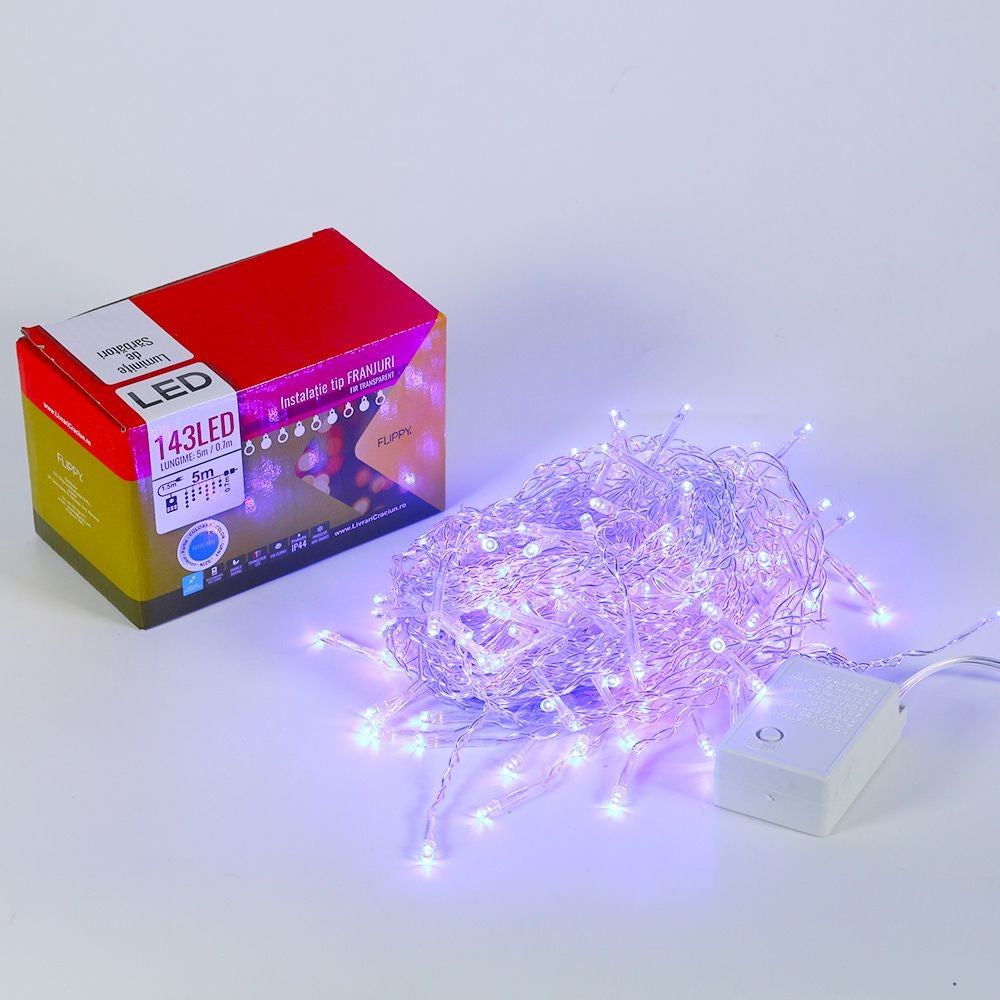 Karácsonyi installáció,, Peremes kialakítás, 5 M, 143 LED, Összekapcsolható 
