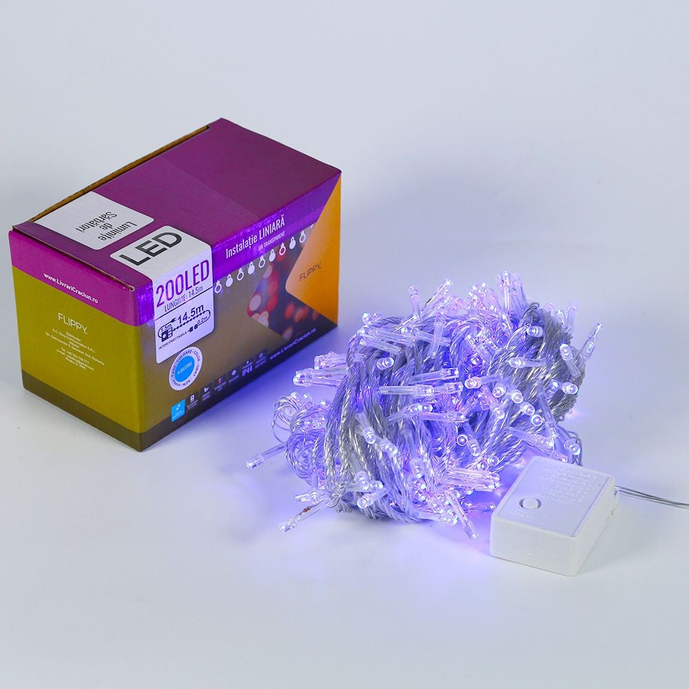 Karácsonyi installáció, lineáris típus, 14,5 m, 200 LED, összekapcsolható