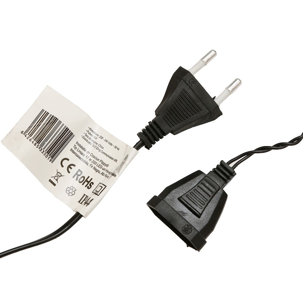 Instalatie de Craciun Flippy® Tip Liniara, 17 m, 200 LED-uri Hexagonale. Interconectabila, Alb Rece - vivimall.ro