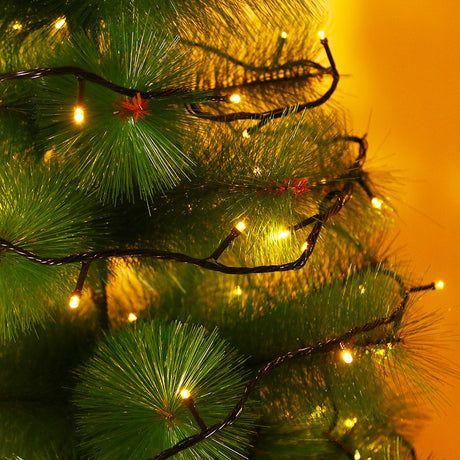 Instalatie de Craciun Flippy® Tip Liniara, Fir Negru, 17 m, 200 LED-uri, Interconectabila, Alb Cald - vivimall.ro