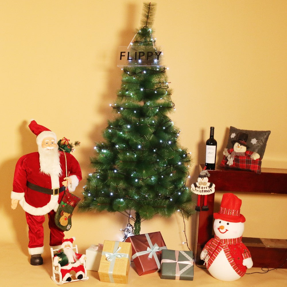 Instalatie de Craciun Flippy® Tip Liniara, Fir Negru, 17 m, 200 LED-uri, Interconectabila, Alb Rece - vivimall.ro