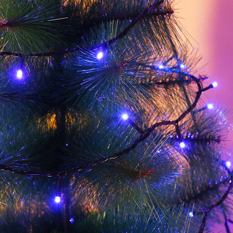 Instalatie de Craciun Flippy® Tip Liniara,Fir Negru, 17 m, 200 LED-uri ,Interconectabila, Albastru - vivimall.ro