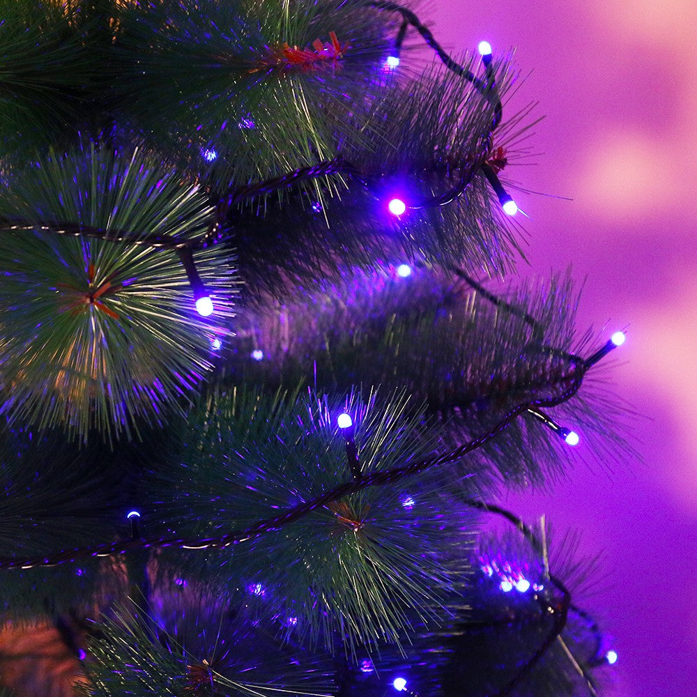 Karácsonyi installáció, lineáris típus, fekete vezeték, 17 m, 200 LED, összekapcsolható