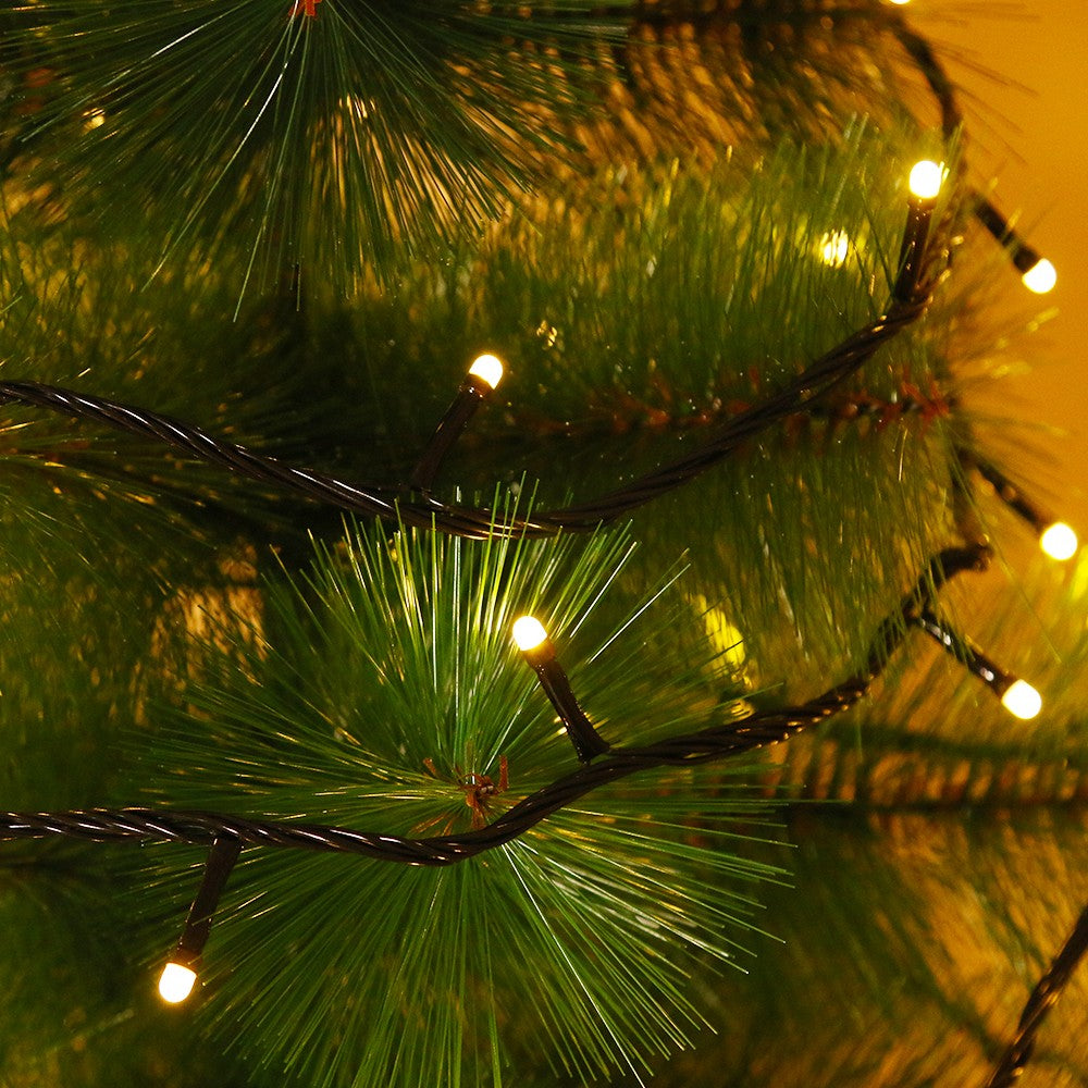 Instalatie de Craciun Flippy® Tip Liniara, Fir Negru, 17 m, 200 LED-uri Mici Rotunde, Interconectabila, Alb Cald - vivimall.ro