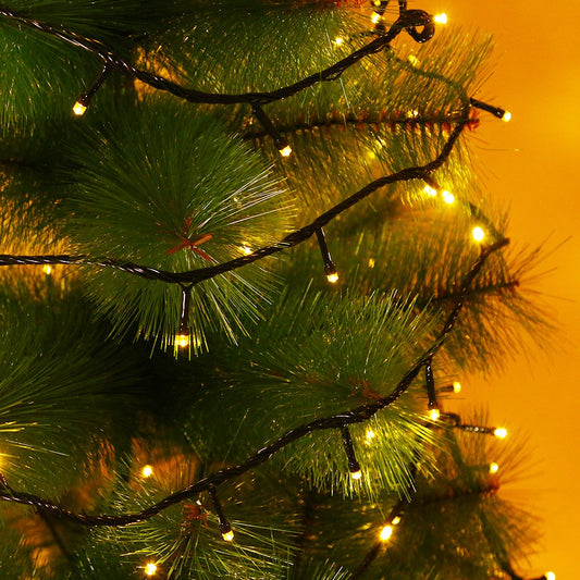 Instalatie de Craciun Vivimall® Tip Liniara, Fir Negru, 24 m, 300 LED-uri, Interconectabila, Alb Cald - vivimall.ro