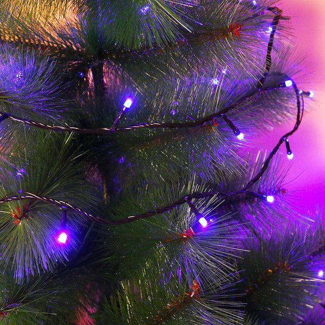 Instalatie de Craciun Flippy® Tip Liniara, Fir Negru, 9 m, 100 LED-uri Hexagonale, Interconectabila, Albastru - vivimall.ro