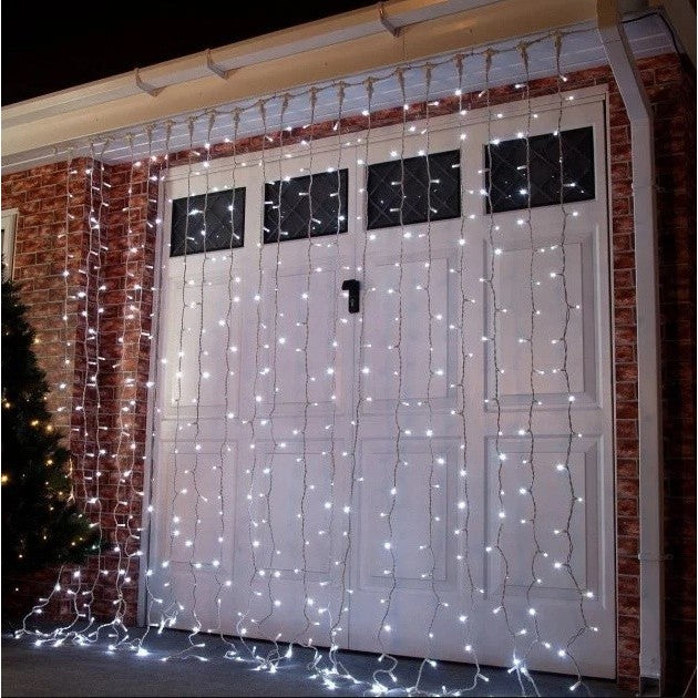 Karácsonyi függönyfelszerelés, 320 LED, Összekapcsolható, Menő 