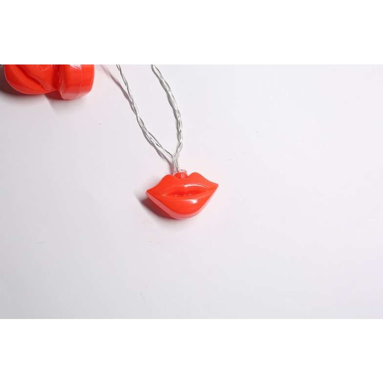 Instalatie de Craciun, Flippy®, Tip Sir cu Baterii, 1.5 m, 10 LED-uri, Model Buze, Rosu - vivimall.ro